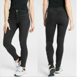 Athleta Sculptek Black Skinny Stretch Denim Jeans Ankle Zip Women's 8 NWOT